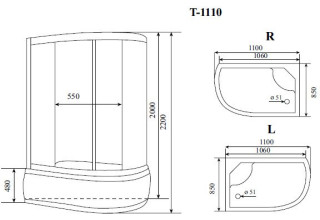 Душевая кабина Timo Standart T-1110 R 110x85 стекло 5 мм