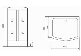 Душевая кабина Timo Standart T-6615 B 120x90 стекло 5мм