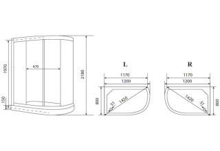 Душевая кабина Timo Eco ТЕ-0702 Р L 120x80 стекло 4мм
