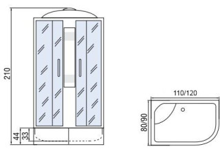 Душевая кабина Мономах 120/90/44 С МЗ R 120x90 стекла прозрачные с рисунком, профиль хром