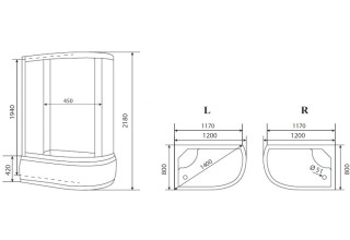 Душевая кабина Timo Eco ТЕ-0720 Р R 120x80 правая стекло 4 мм