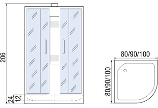 Душевая кабина Мономах Б/К  80/24 С МЗ 80x80 стекла прозрачные с рисунком, профиль хром