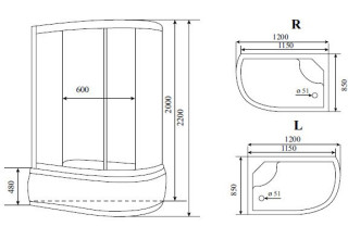 Душевая кабина Timo Comfort T-8820R Fabric Glass 120x85 стекло 5 мм