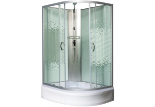 Душевая кабина Мономах Б/К 110/80/24 МЗ L 110x80 стекла прозрачные с рисунком, профиль хром