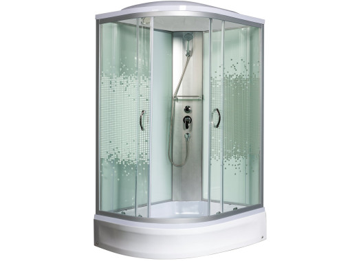 Душевая кабина Мономах 90/80/24 МЗ R 90x80 стекла прозрачные с рисунком, профиль хром