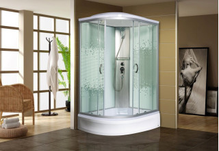 Душевая кабина Мономах 90/80/24 МЗ R 90x80 стекла прозрачные с рисунком, профиль хром