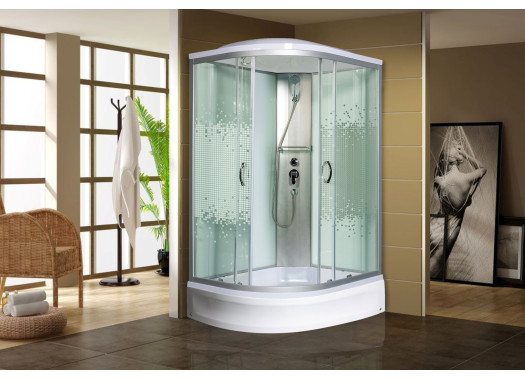 Душевая кабина Мономах 110/80/24 МЗ R 110x80 стекла прозрачные с рисунком, профиль хром