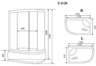 Душевая кабина Timo Standart T-1120 L 120x85 стекло 5мм