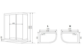 Душевая кабина Timo Standart T-6602 B L 120x85 стекло 5 мм