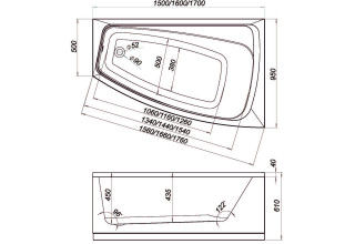 Ванна акриловая Domani-Spa Trend L 150x95 левая