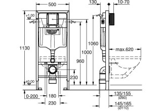 Инсталляция GROHE Solido Lecico 39586000 с унитазом и панелью смыва