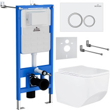 Инсталляция Roxen StounFix Slim 710200 с унитазом 530145-01 клавишей смыва Santi 410260W
