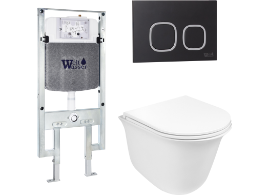 Комплект Welt-Wasser AMBERG 497 ST + TELBACH 004 GL-WT + AMBERG RD-BL с черной клавишей