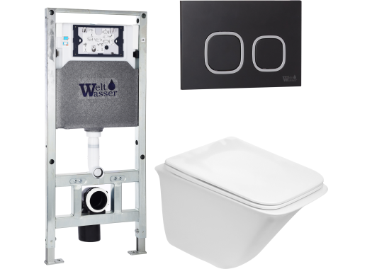 Комплект Welt-Wasser AMBERG 506 ST + ROTBACH 004 GL-WT + AMBERG RD-BL с черной клавишей