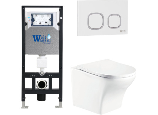 Комплект Welt-Wasser AMBERG 506 + ODENBACH 004 GL-WT + AMBERG RD-WT с белой клавишей
