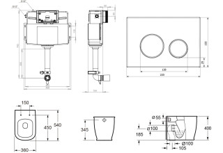 Комплект инсталляции и унитаза 4 в 1 Lavinia Boho Relfix Bell Pro 77060212(состоит из 33010030, 38020010, 380502MB)