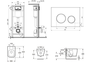 Комплект инсталляции и унитаза 6 в 1 Lavinia Boho Relfix Bell Pro Rimless 77050132(состоит из 3301002R, 38010020, 3805004B)