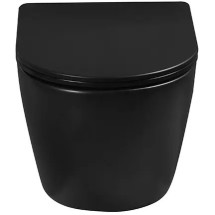 Унитаз подвесной Cerutti SPA SELLA Aria Tornado MB безободковый, с сиденьем дюропласт, черный матовый Унитаз подвесной Cerutti SPA SELLA Aria Tornado MB безободковый, с сиденьем дюропласт, черный матовый