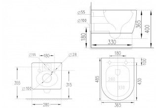 Унитаз подвесной Esbano Teruel-WB 36,5x48,5 с функцией биде, белый