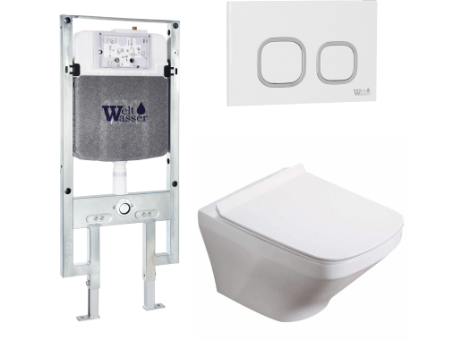 Комплект Welt-Wasser AMBERG 497 ST + HOFBACH 004 GL-WT + AMBERG RD-WT с белой клавишей
