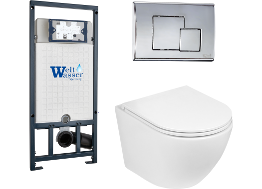 Комплект Welt-Wasser MARBERG 507 + MERZBACH 004 GL-WT + MAR 507 SE с клавишей матовый хром