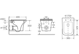 Подвесной унитаз CeruttiSpa Nivolet Aria 36x49,5 безободковый SoftClose