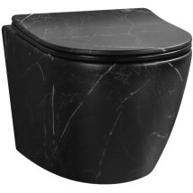 Унитаз подвесной Cerutti SPA SELLA Aria Tornado MMB безободковый, с сиденьем дюропласт, черный матовый мрамор Унитаз подвесной Cerutti SPA SELLA Aria Tornado MMB безободковый, с сиденьем дюропласт, черный матовый мрамор