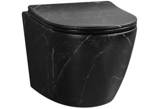 Унитаз подвесной Cerutti SPA SELLA Aria Tornado MMB безободковый, с сиденьем дюропласт, черный матовый мрамор Унитаз подвесной Cerutti SPA SELLA Aria Tornado MMB безободковый, с сиденьем дюропласт, черный матовый мрамор