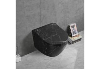 Унитаз подвесной Cerutti SPA SELLA Aria Tornado MMB безободковый, с сиденьем дюропласт, черный матовый мрамор