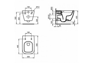 Унитаз подвесной Ideal Standard i.life B 54x35 сиденье Duroplast, SoftClose, белый