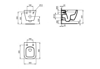 Унитаз подвесной Ideal Standard i.life S 35x48 сиденье Duroplast, SoftClose