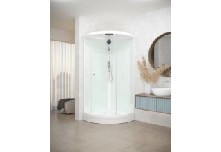 Душевая кабина Domani-Spa Simple 99 90x90 прозрачное стекло / белые стенки с крышей