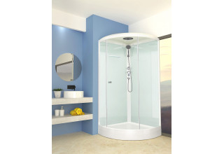 Душевая кабина Domani-Spa Simple 99 90x90 прозрачное стекло / белые стенки с крышей
