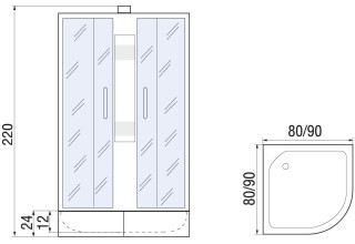 Душевая кабина River NARA LIGHT Б/К XL 90/24 MT 90x90 стекла матовые, профиль хром матовый