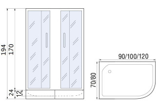 Душевой уголок River Don 120/80/24 МТ R без поддона