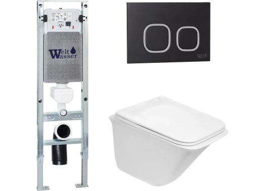 Комплект Welt-Wasser AMBERG 350 ST + ROTBACH 004 GL-WT + AMBERG RD-BL с черной клавишей