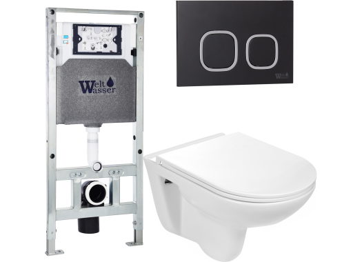 Комплект Welt-Wasser AMBERG 506 ST + BAARBACH 004 GL-WT + AMBERG RD-BL с черной клавишей