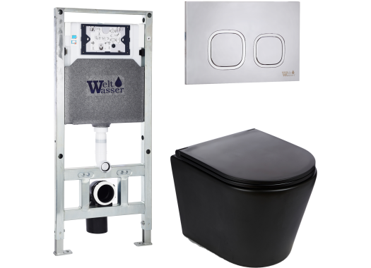 Комплект Welt-Wasser AMBERG 506 ST + SALZBACH 004 MT-BL + AMBERG RD-MT CR с клавишей хром матовый