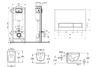 Комплект инсталляции и унитаза 6 в 1 Lavinia Boho Relfix One Compacto 77040061(состоит из 3302003C, 38010010, 3805001W)