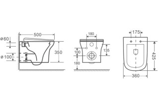 Подвесной унитаз CeruttiSpa Ami Aria 36x50 безободковый SoftClose