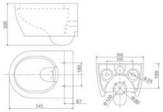 Подвесной унитаз SSWW CT2039V-B 36x54 с функцией биде SoftClose белый