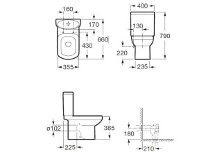Унитаз напольный Roca Dama Senso 342517000 + 341517000 с бачком без крышки