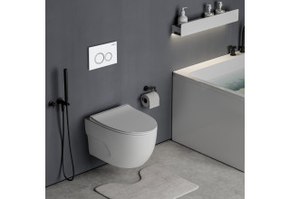 Инсталляция Roxen StounFix Slim 710200 с унитазом 530155-01 клавишей смыва Santi 410260W