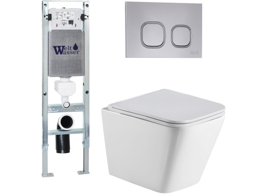 Комплект Welt-Wasser AMBERG 350 ST + GELBACH 004 GL-WT + AMBERG RD-CR с клавишей хром глянец