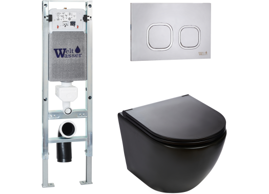 Комплект Welt-Wasser AMBERG 350 ST + MERZBACH 004 MT-BL + AMBERG RD-MT CR с клавишей хром матовый