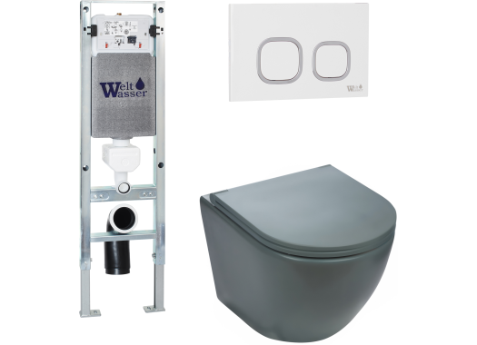 Комплект Welt-Wasser AMBERG 350 ST + MERZBACH 004 MT-GR + AMBERG RD-WT с белой клавишей