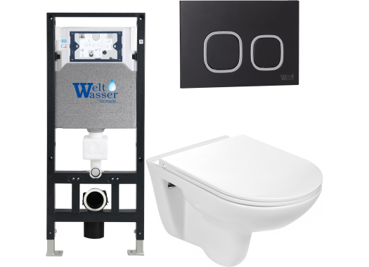 Комплект Welt-Wasser AMBERG 506 + BAARBACH 004 GL-WT + AMBERG RD-BL с черной клавишей