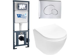 Комплект Welt-Wasser MARBERG 410 + MERZBACH 004 MT-WT + MAR 410 RD с клавишей матовый хром