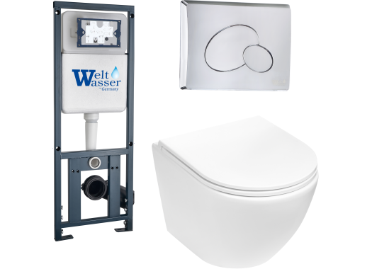 Комплект Welt-Wasser MARBERG 410 + MERZBACH 004 MT-WT + MAR 410 RD с клавишей матовый хром