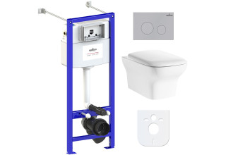 Комплект инсталляции и унитаза 6 в 1 Lavinia Boho Relfix Bristol Rimless 77050199 (состоит из 3305002R, 38010020, 380502MC)